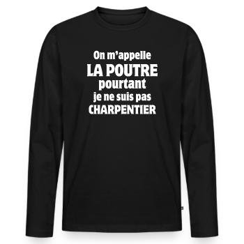 Schreiner, Balken, Tischler - Männer Premium Bio Langarmshirt - Schwarz - Vorne - Nico (187cm)