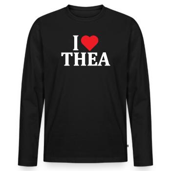 T-Shirt I love Thea T-Shirt Geschenkidee - Männer Premium Bio Langarmshirt - Schwarz - Vorne - Nico (187cm)