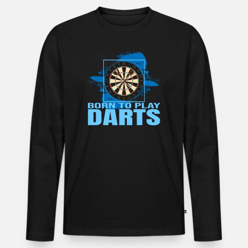 Born to play Darts - Männer Premium Bio Langarmshirt - Schwarz