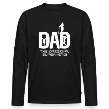 DAD - Männer Premium Bio Langarmshirt - Schwarz - Vorne - Nico (187cm)