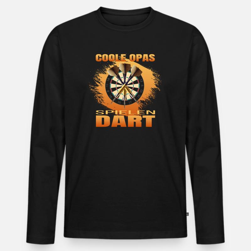 Coole Opas spielen Dart - Männer Premium Bio Langarmshirt - Schwarz