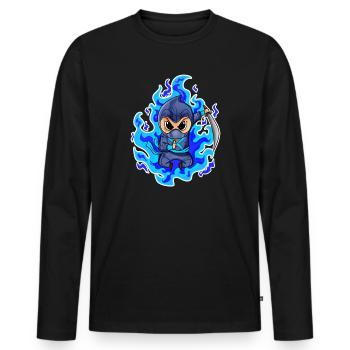 Motif Ninja Bleu Feu - T-shirt manches longues Premium bio Homme - noir - Devant - Nico (187cm)