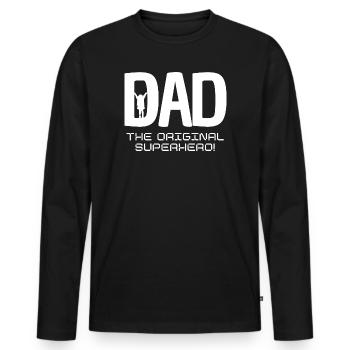 DAD - Männer Premium Bio Langarmshirt - Schwarz - Vorne - Nico (187cm)