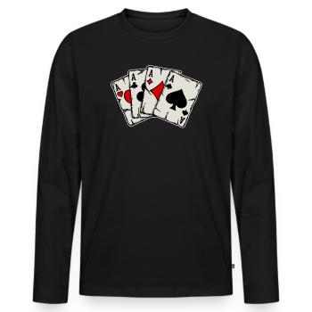 Jeu de cartes de casino Jeux de hasard Joueurs professionnels - T-shirt manches longues Premium bio Homme - noir - Devant - Nico (187cm)