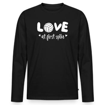 Love at First Spike Funny Volleyball - Men's Premium Organic Long Sleeve Shirt - black - Front - Nico (187cm)