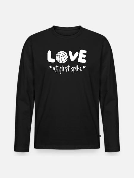Love at First Spike Funny Volleyball - Men's Premium Organic Long Sleeve Shirt - black