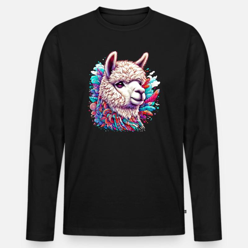 Alpaka - Männer Premium Bio Langarmshirt - Schwarz