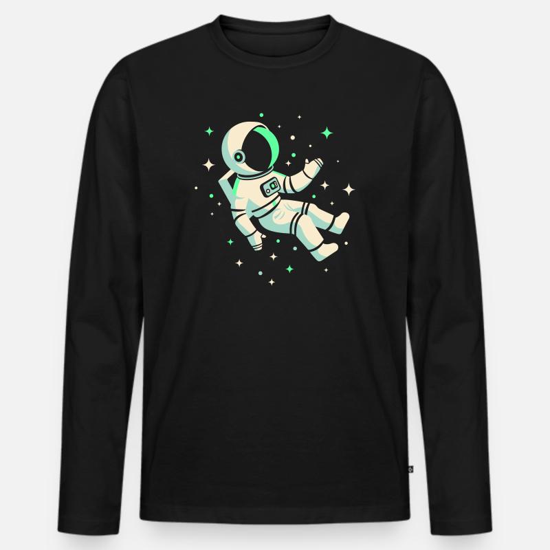Astronaut - Männer Premium Bio Langarmshirt - Schwarz
