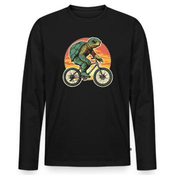 Schildkröte Fahrrad Fahrradfahrer Landschildkröte - Männer Premium Bio Langarmshirt - Schwarz - Vorne - Nico (187cm)
