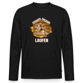 Ausdauer - Energie - Männer Premium Bio Langarmshirt - Schwarz - Vorne - Nico (187cm)
