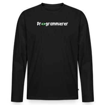 Programmeur, Geek, Script, Code, Nerd - T-shirt manches longues Premium bio Homme - noir - Devant - Nico (187cm)