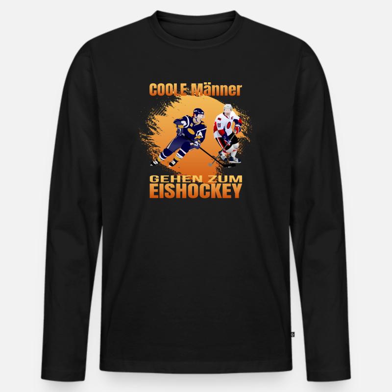 Coole Männer gehen zum Eishockey - Männer Premium Bio Langarmshirt - Schwarz