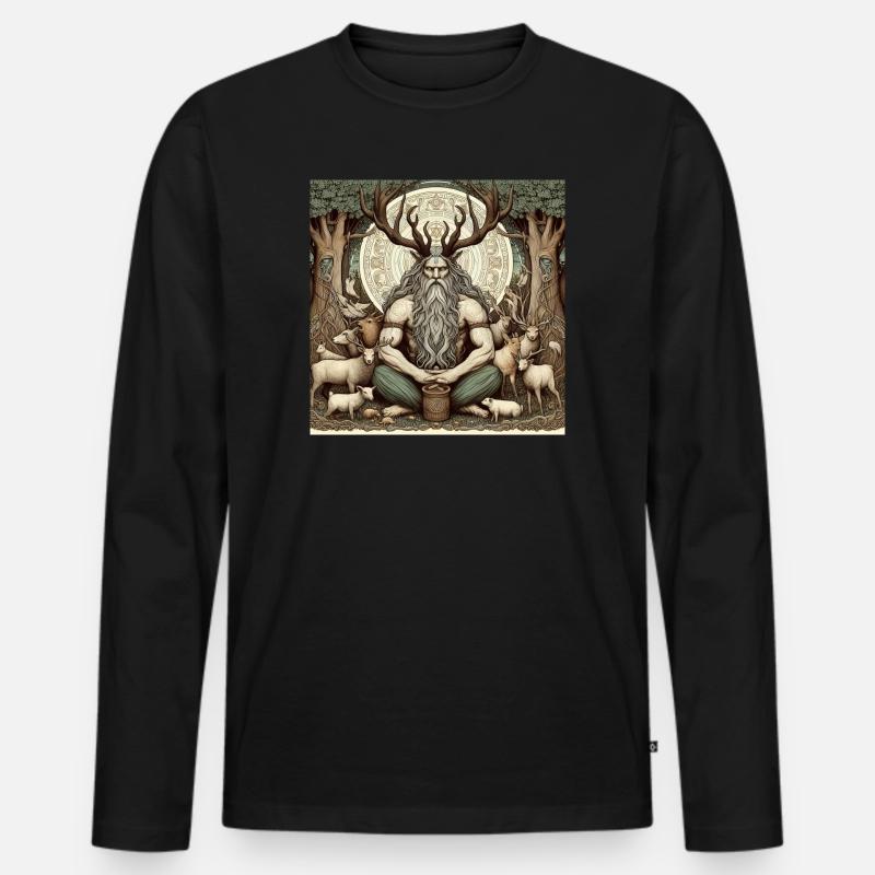 Cernunnos, keltischer Gott - Männer Premium Bio Langarmshirt - Schwarz