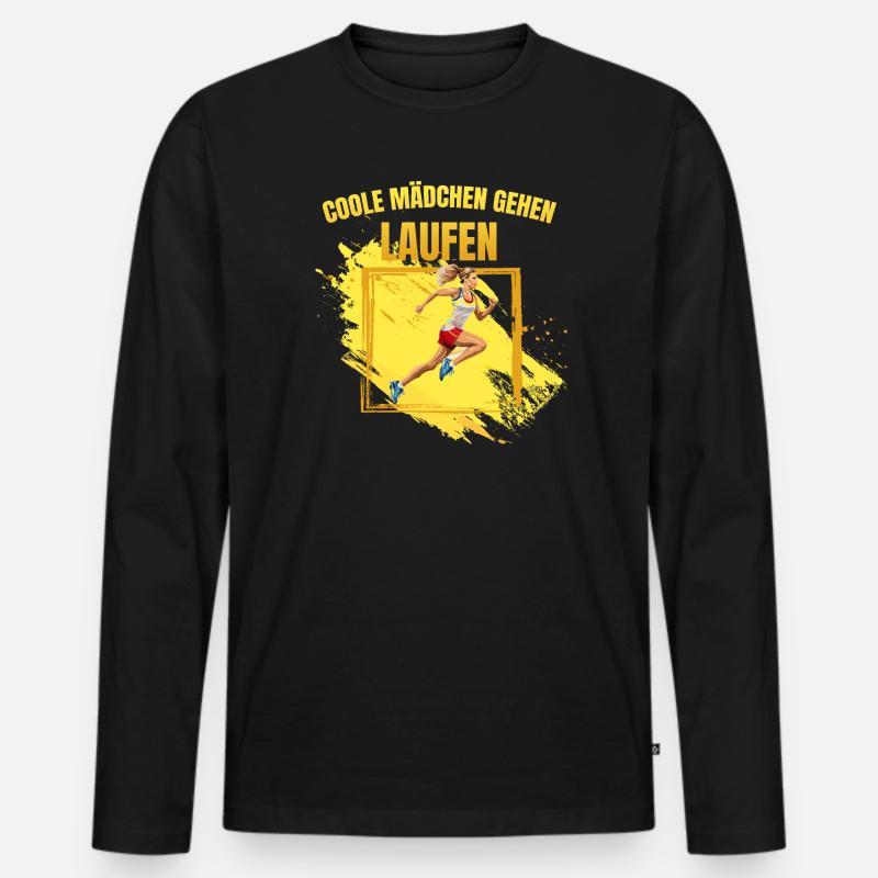 Coole Mädchen gehen Laufen - Männer Premium Bio Langarmshirt - Schwarz
