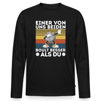 L’un de nous deux boult - bouler petanque - T-shirt manches longues Premium bio Homme - noir - Devant - Nico (187cm)
