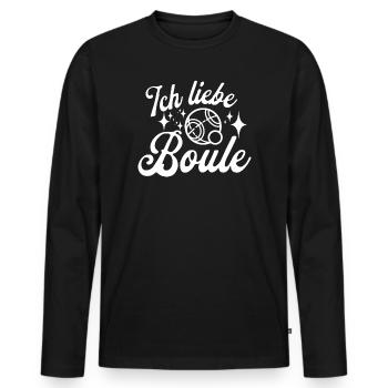 Ich liebe Boule! Bouler Outfit Petanque Kugeln - Männer Premium Bio Langarmshirt - Schwarz - Vorne - Nico (187cm)