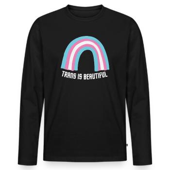 Trans ist wunderschön - Männer Premium Bio Langarmshirt - Schwarz - Vorne - Nico (187cm)