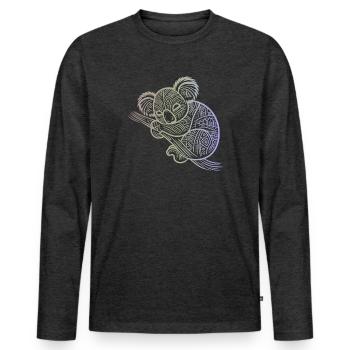 Koala in Aborigine-Mustern, Stammesmuster - Männer Premium Bio Langarmshirt - Anthrazit meliert - Vorne - Nico (187cm)