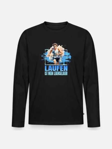 Laufen ist mein Lebenselixier - Männer Premium Bio Langarmshirt - Schwarz