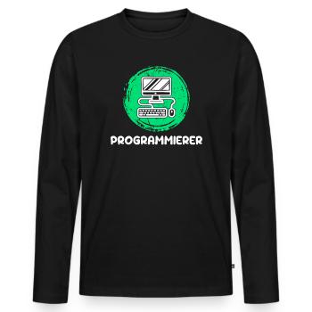 Computerfreak Skripting Developer Programmierer - Männer Premium Bio Langarmshirt - Schwarz - Vorne - Nico (187cm)