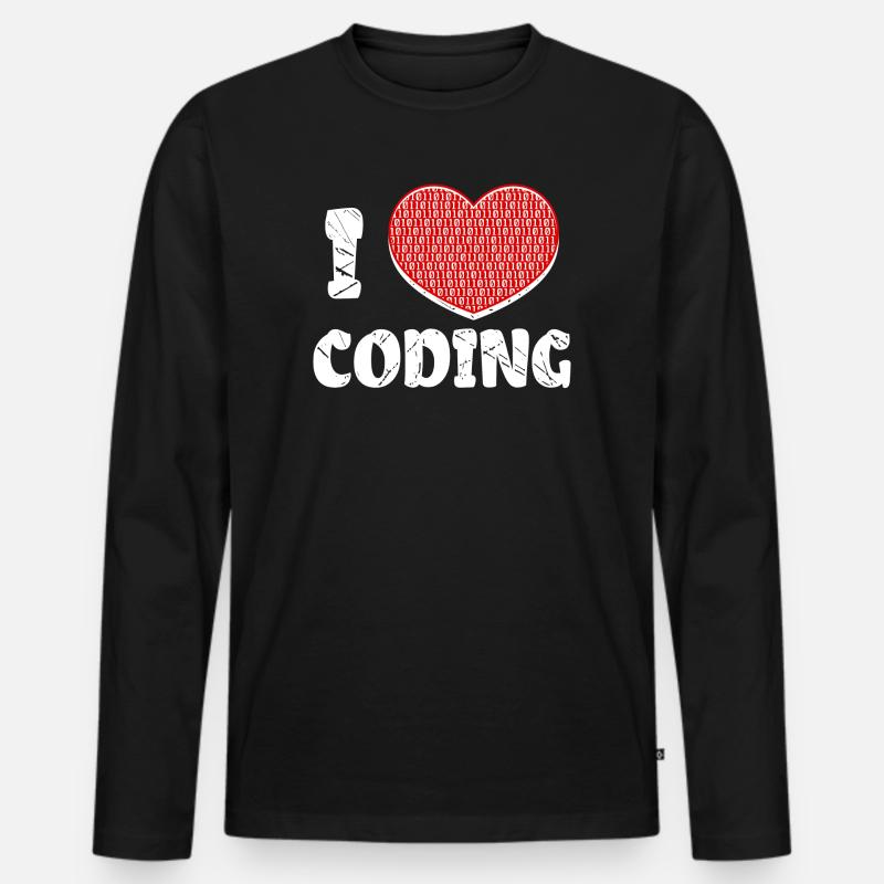 Developer Heart Coding Statement Programmer - Men's Premium Organic Long Sleeve Shirt - black