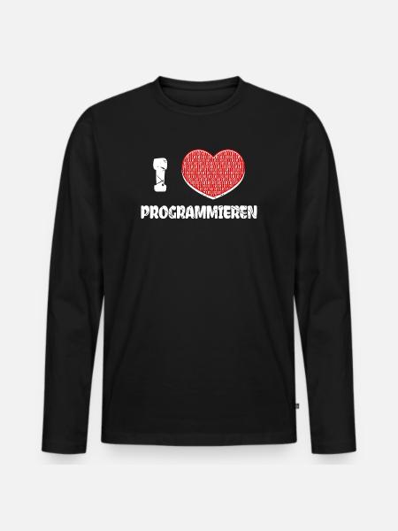 Developer Herz Programmierer Statement Informatik - Männer Premium Bio Langarmshirt - Schwarz