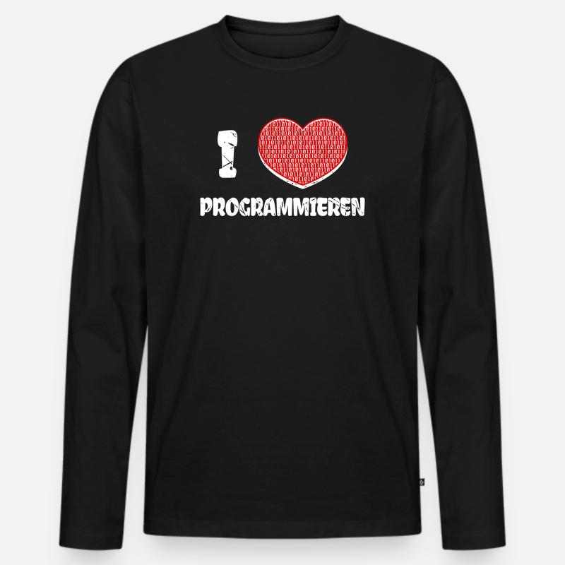 Developer Herz Programmierer Statement Informatik - Männer Premium Bio Langarmshirt - Schwarz