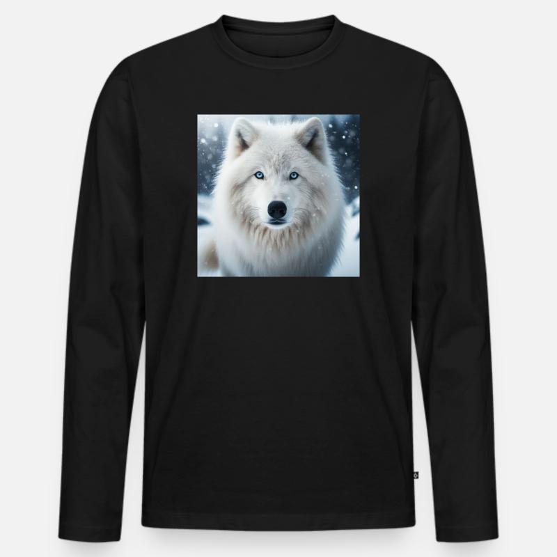 Arktischer Wolf - Männer Premium Bio Langarmshirt - Schwarz