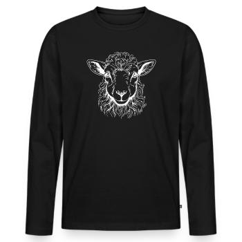 Lamm Portrait - Männer Premium Bio Langarmshirt - Schwarz - Vorne - Nico (187cm)