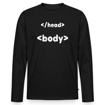 Code Programmeur Développeur Script Informatique - T-shirt manches longues Premium bio Homme - noir - Devant - Nico (187cm)