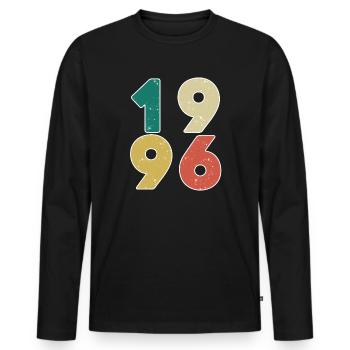 1996 - Jahrgang 1996 - Baujahr 1996 - Männer Premium Bio Langarmshirt - Schwarz - Vorne - Nico (187cm)
