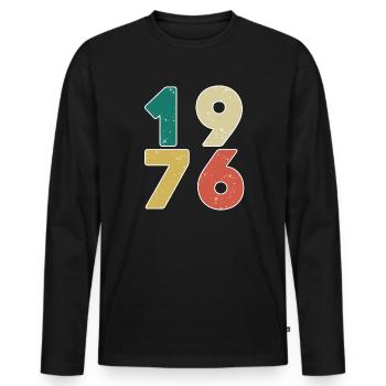 1976 - Jahrgang 1976 - Baujahr 1976 - Männer Premium Bio Langarmshirt - Schwarz - Vorne - Nico (187cm)