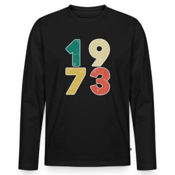 1973 - Jahrgang 1973 - Baujahr 1973 - Männer Premium Bio Langarmshirt - Schwarz - Vorne - Nico (187cm)