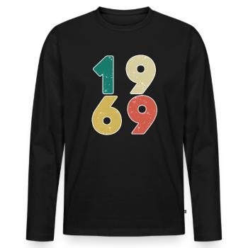 1969 - Born 1969 - Built in 1969 - Men's Premium Organic Long Sleeve Shirt - black - Front - Nico (187cm)