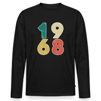 1968 - Born 1968 - Built in 1968 - Men's Premium Organic Long Sleeve Shirt - black - Front - Nico (187cm)