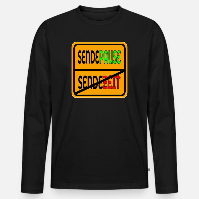 SENDEZEIT SENDEPAUSE - Männer Premium Bio Langarmshirt - Schwarz