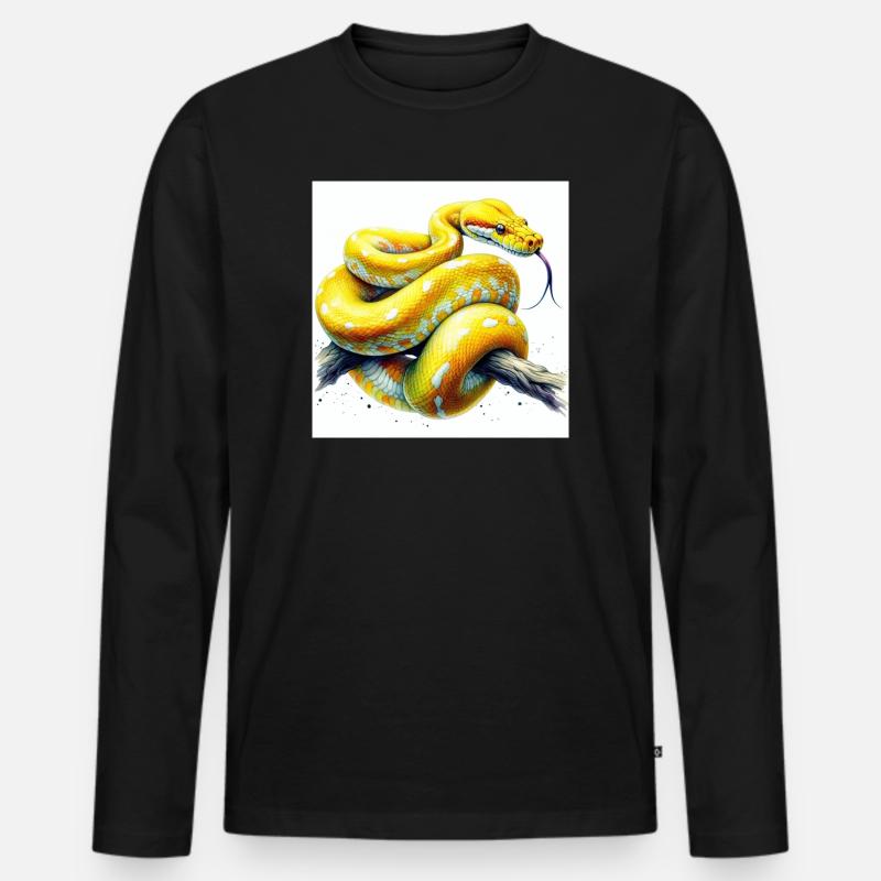 Gelbe Python - Männer Premium Bio Langarmshirt - Schwarz