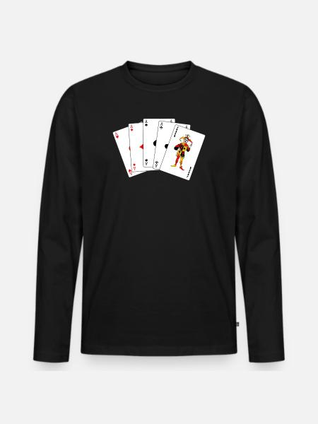 Cinq cartes Carré - T-shirt manches longues Premium bio Homme - noir