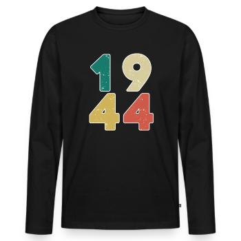 1944 - Né en 1944 - Construit en 1944 - T-shirt manches longues Premium bio Homme - noir - Devant - Nico (187cm)