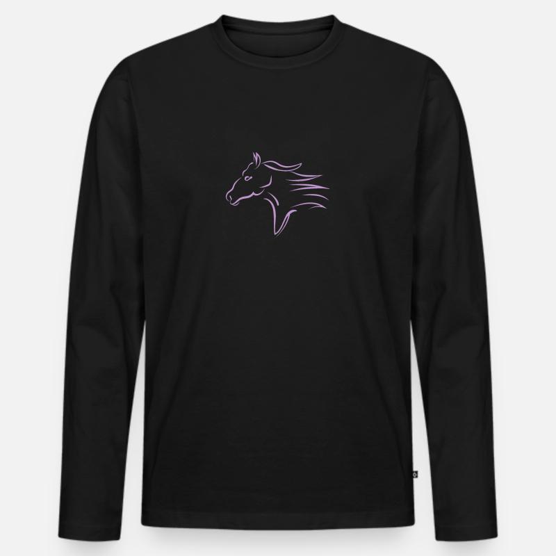 Schnell laufender Pferdekopf - Männer Premium Bio Langarmshirt - Schwarz