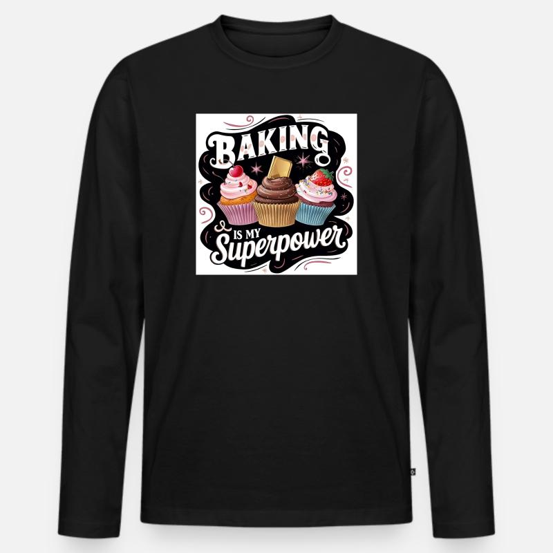 Bäcker-Superpower-Design - Männer Premium Bio Langarmshirt - Schwarz