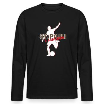 St Pauli Aufsteiger - Männer Premium Bio Langarmshirt - Schwarz - Vorne - Nico (187cm)