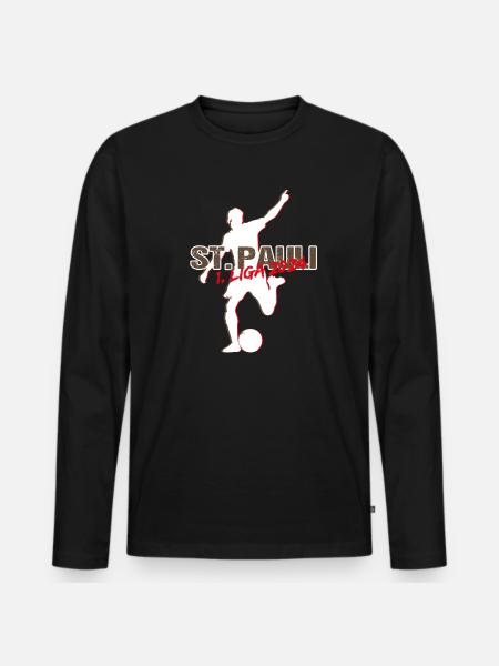 St Pauli Aufsteiger - Männer Premium Bio Langarmshirt - Schwarz