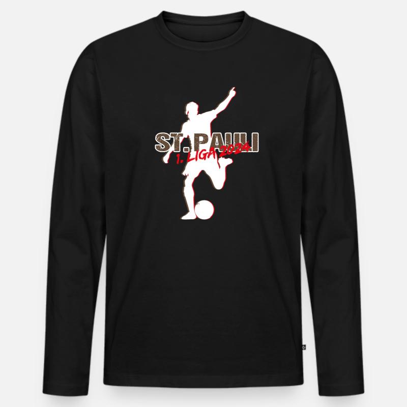 St Pauli Aufsteiger - Männer Premium Bio Langarmshirt - Schwarz