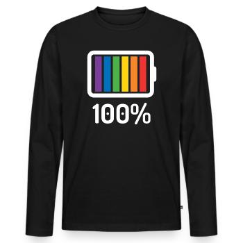 Mois de la fierté LGBT - 100% queer - T-shirt manches longues Premium bio Homme - noir - Devant - Nico (187cm)