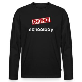 Schüler - Männer Premium Bio Langarmshirt - Schwarz - Vorne - Nico (187cm)