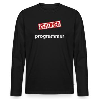 Programmer - Men's Premium Organic Long Sleeve Shirt - black - Front - Nico (187cm)
