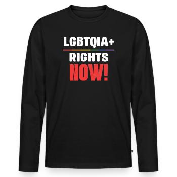 LGBT Pride Month - LGBTQIA+ Rights! Now! - Men's Premium Organic Long Sleeve Shirt - black - Front - Nico (187cm)