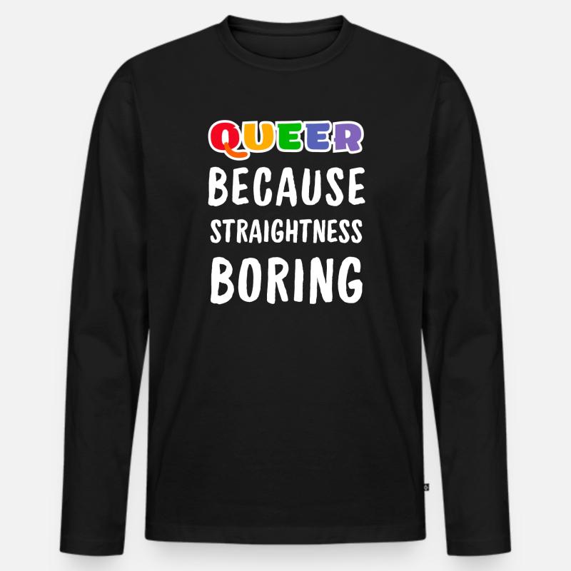 Queer, weil Geradlinigkeit langweilig - Männer Premium Bio Langarmshirt - Schwarz