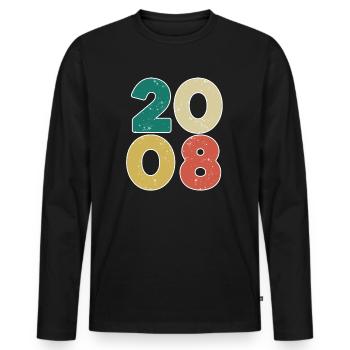 2008 - Jahrgang 2008 - Baujahr 2008 - Männer Premium Bio Langarmshirt - Schwarz - Vorne - Nico (187cm)